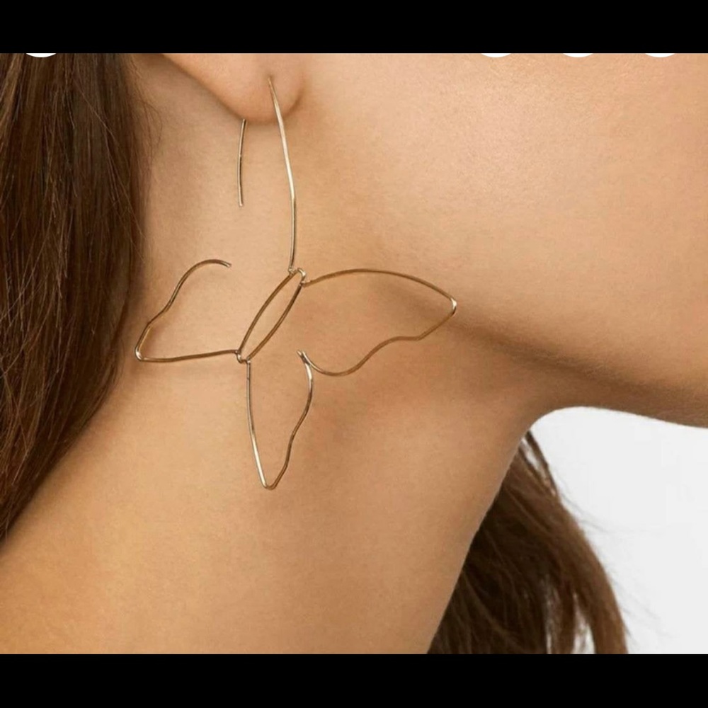Butterfly hoop earrings! Gold plated!